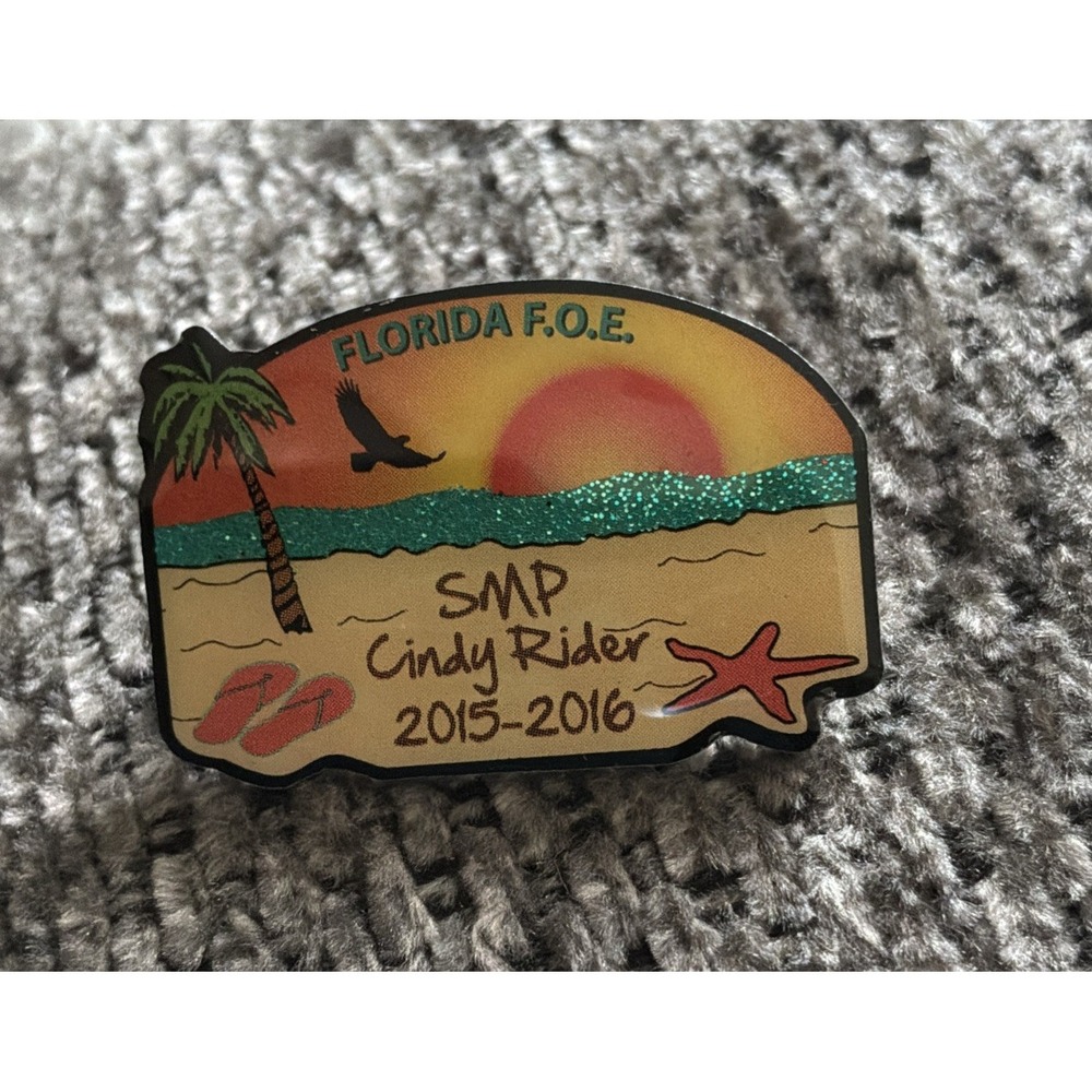 Florida FOE Cindy Rider 2015-2016 Lapel Pin Pinback Brooch Beach Sunset Eagle